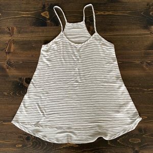 Women's Luxe Gray & White Stripe Tank Top Medium